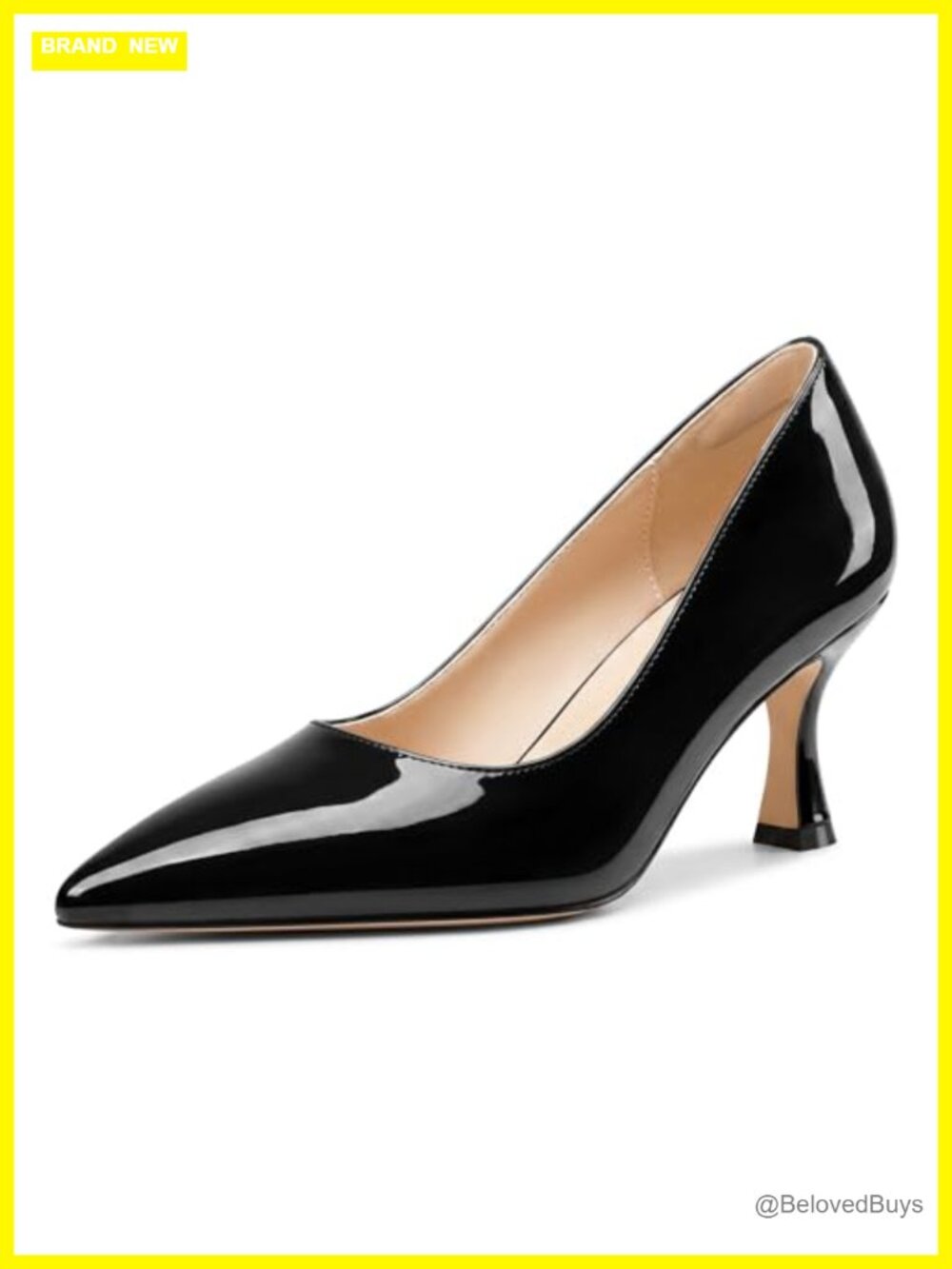 Pointed Toe Kitten Heels Faux Leather Slip-On Pumps Office Dress Shoes